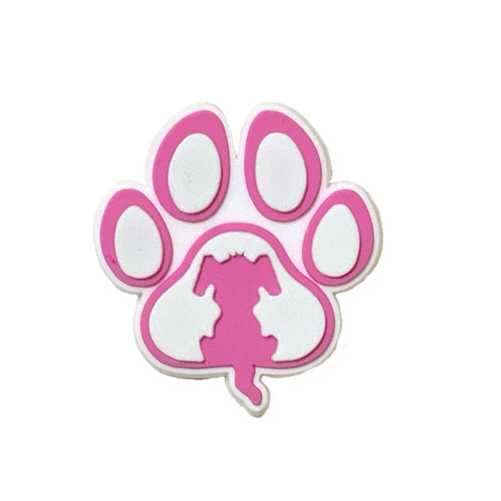 Dog Paw Print Pink White Silhouette Tail Down Croc Charm